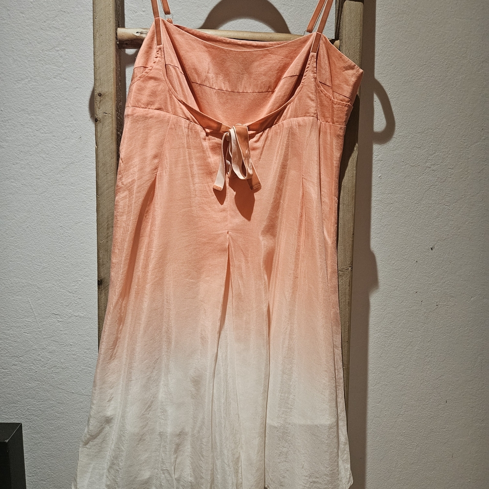 Lily Peach and White Mini Dress Silk-Cotton Blend